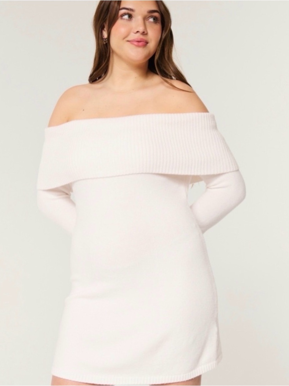 Hollister Off-the-Shoulder Foldover Sweater Dress